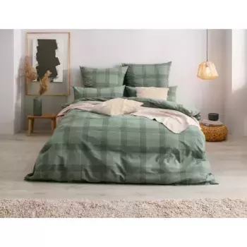 Продукция OTTO постельное белье» Проверьте размер. 135х200, 155х220 или 200х200 см», постельное белье из натурального хлопка, экологически чистое постельное белье в клетчатом дизайне Otto Products, цвет khaki