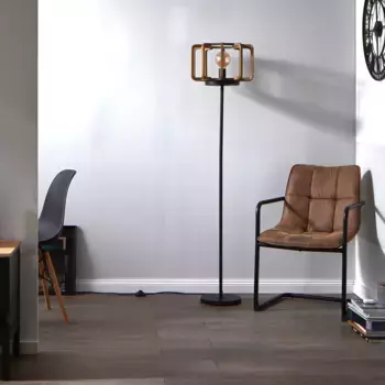 Продукция OTTO торшер «Янна», лампа E27 | без лампочек, сертификат FSC, светлое дерево/черный Otto Products