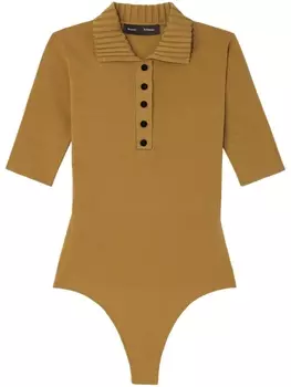 Proenza Schouler боди с короткими рукавами и воротником поло, коричневый