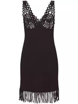 Proenza Schouler embroidered-detail ribbed-knit dress, черный