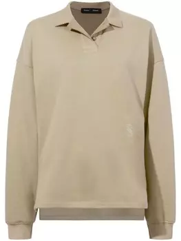 Proenza Schouler хлопковая рубашка-поло с логотипом, нейтральный цвет