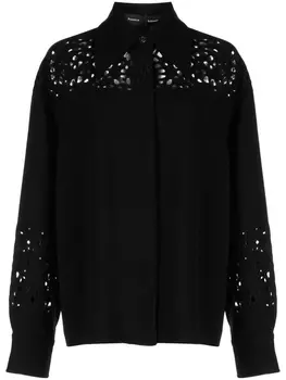 Proenza Schouler креповая рубашка с английской вышивкой, черный
