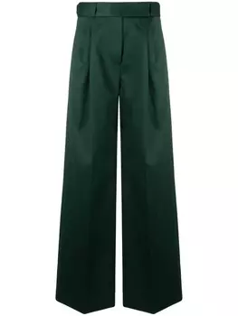 Proenza Schouler креповые брюки широкого кроя, зеленый