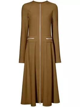 Proenza Schouler платье миди с длинными рукавами и молниями, зеленый