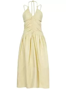 Proenza Schouler платье с V-образным вырезом и сборками, нейтральный цвет