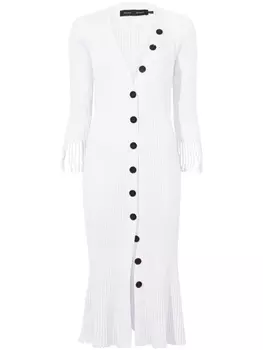 Proenza Schouler ribbed-knit buttoned-up dress, белый