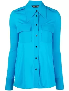 Proenza Schouler рубашка с объемным воротником, синий