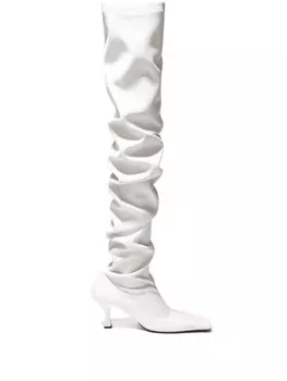 Proenza Schouler сапоги кожаные выше колена Trap, белый
