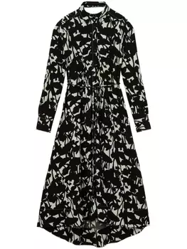 Proenza Schouler White Label floral-print long-sleeve shirt dress, черный