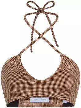 Proenza Schouler White Label gingham-check halterneck bralette, оранжевый
