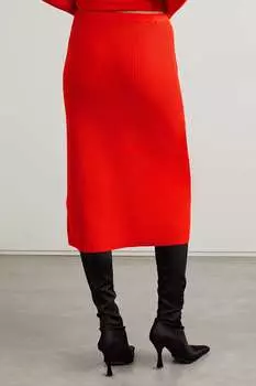 PROENZA SCHOULER WHITE LABEL Юбка миди в рубчик, ярко-оранжевый