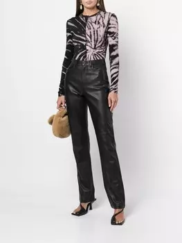 Proenza Schouler White Label кожаные брюки прямого кроя, черный