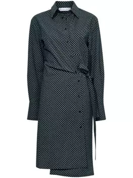 Proenza Schouler White Label поплиновое платье в клетку с запахом, черный