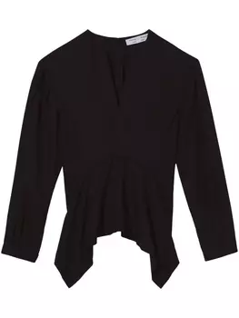 Proenza Schouler White Label поплиновый топ с V-образным вырезом, черный