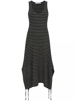 Proenza Schouler White Label striped ribbed-knit sleeveless dress, черный