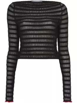Proenza Schouler White Label striped sheer top, черный