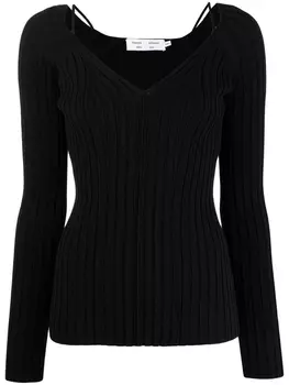 Proenza Schouler White Label топ в рубчик с V-образным вырезом, черный
