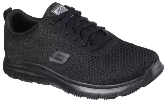 Профессиональная обувь Skechers, обувь на шнуровке для общественного питания, уход с мягкой стелькой, черный