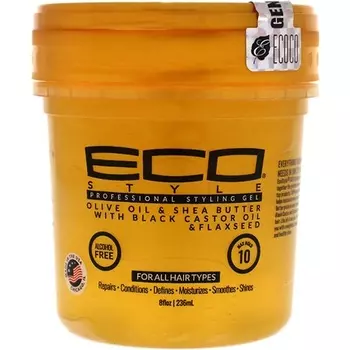 Профессиональный гель Eco Style с оливковым маслом и маслом ши, черное касторовое масло, 8 унций Eco Styler