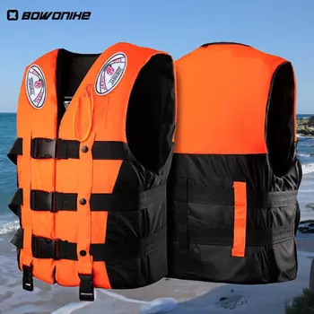 Профессиональный спасательный жилет Bovonik, большая плавучесть, жилет для плавания и подводного плавания для взрослых, морской спасательный свисток, лагерь, оранжевый XXXL Bowonike