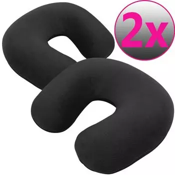 Proheim Comfy подушка для шеи для путешествий черного цвета в наборе из 2 штук с мелкими микрошариками, мягкая подушка для шеи для путешествий, приятная мягкая подушка для путешествий, подушка для поддержки шеи