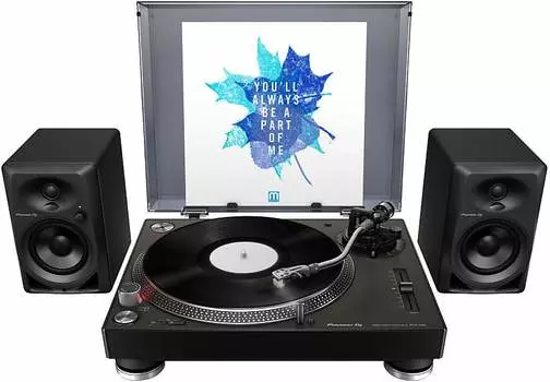 Проигрыватель Pioneer PLX-500K с прямым приводом и 4-дюймовые активные мониторы DM-40 *черный PLX-500K Direct Drive Turntable &amp; DM-40 4" Active Monitor Speakers *