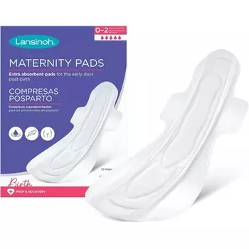 Прокладки для беременных Lansinoh после рождения с дополнительным впитыванием и крылышками, 10 шт.