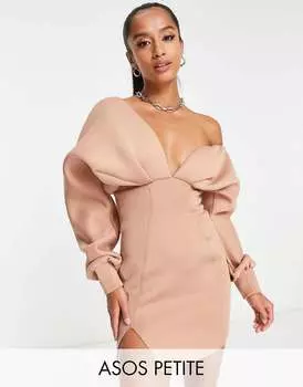Проковое платье мини-блузон с приспущенными плечами ASOS DESIGN Petite
