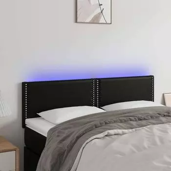 Prolenta Premium - Изголовье светодиодное изголовье чёрное 144x5x78/88 см искусственная кожа, черный