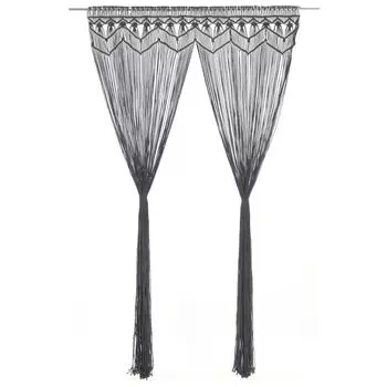 Prolenta Premium - Штора макраме антрацит 140х240 см хлопок, серый