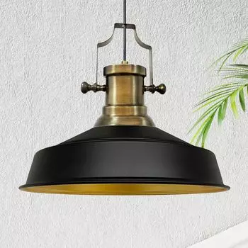 Промышленный подвесной светильник Аслетл из металла 41 см, светильник для кухни винтаж Е27, светильник для гостиной подвесной винтаж, подвесной светильник для обеденного стола - черный Bamyum