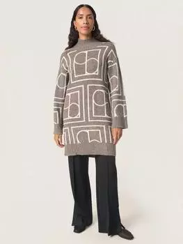 Пропитанное роскошным трикотажным платьем slhedaya Soaked In Luxury, цвет Coffee/White