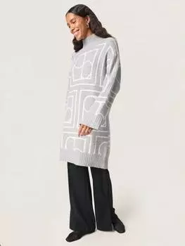 Пропитанное роскошным трикотажным платьем slhedaya Soaked In Luxury, цвет Grey/White