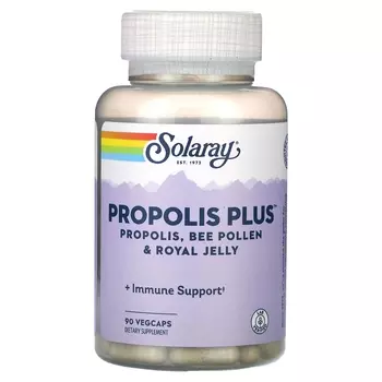 Прополис, пчелиная пыльца и маточное молочко Solaray Propolis Plus, 90 растительных капсул