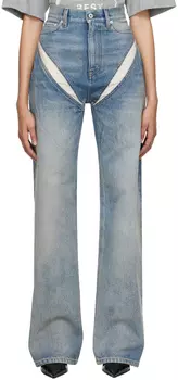 Прополосканные синие джинсы с вырезом Y/Project