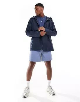 Прорезиненная куртка-дождевик, устойчивая к дождю, темно-синего цвета ASOS DESIGN