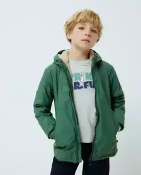 Прорезиненная парка для мальчика на подкладке из овчины Kids El Corte Ingls, зеленый