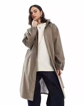 Прорезиненная парка-дождевик ASOS DESIGN с подолом в виде дельфина в грибном цвете