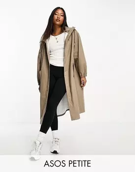 Прорезиненная парка-дождевик цвета грибов ASOS DESIGN Petite
