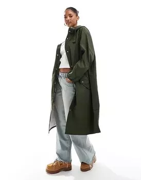 Прорезиненная парка-дождевик цвета хаки ASOS DESIGN