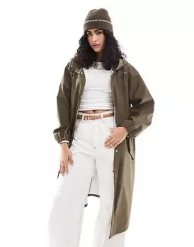 Прорезиненная парка-дождевик шоколадного цвета ASOS DESIGN