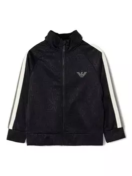 Прорезиненная спортивная куртка с логотипом Emporio Armani, черный