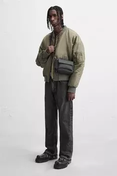 Прорезиненная сумка через плечо ZARA, черный