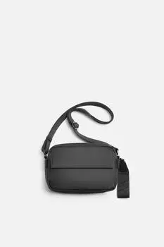 Прорезиненная сумка через плечо ZARA, черный