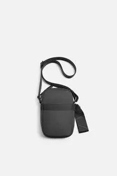 Прорезиненная сумка через плечо ZARA, черный