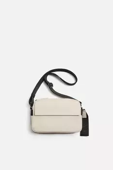 Прорезиненная сумка через плечо ZARA, цвет Bone White