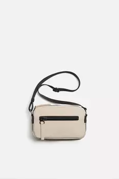 Прорезиненная сумка через плечо ZARA, цвет Bone White