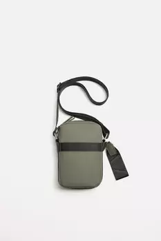 Прорезиненная сумка через плечо ZARA, хаки зеленый