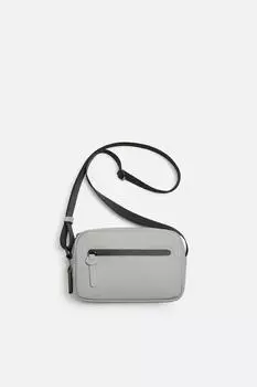Прорезиненная сумка через плечо ZARA, серый