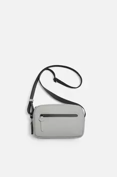 Прорезиненная сумка через плечо ZARA, серый